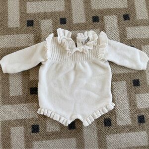 Janie and Jack White Knit Baby Romper